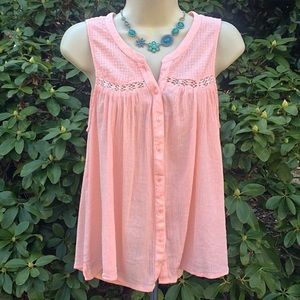 Breezy peach sleeveless blouse